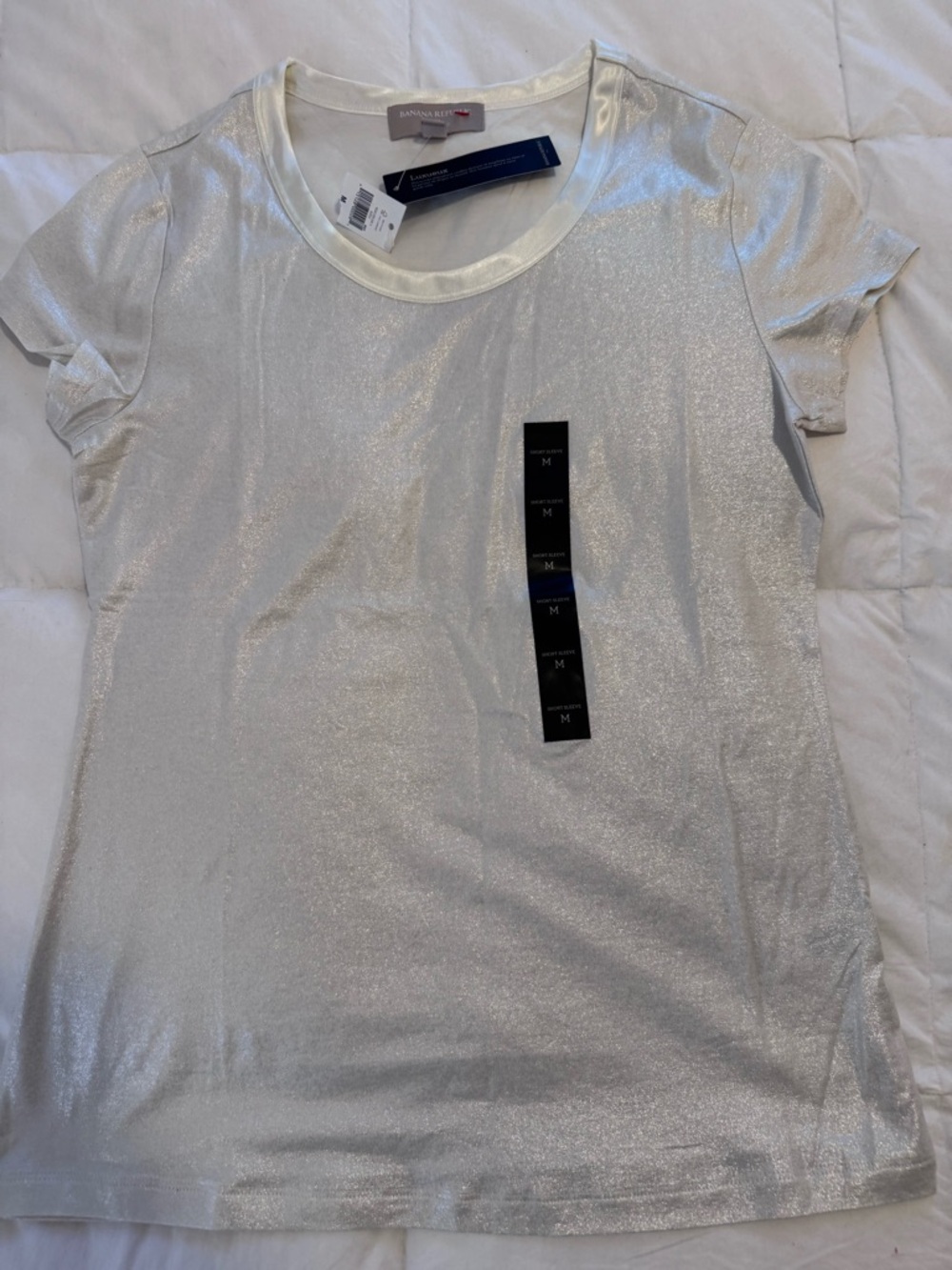 Banana Republic Shimmery White Short-Sleeve Tee